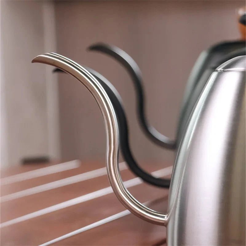 Gooseneck Pour Over Kettle 50oz 304 Stainless Steel Walnut Handle Minimalist Coffee Pot Gas Electric - Damsona