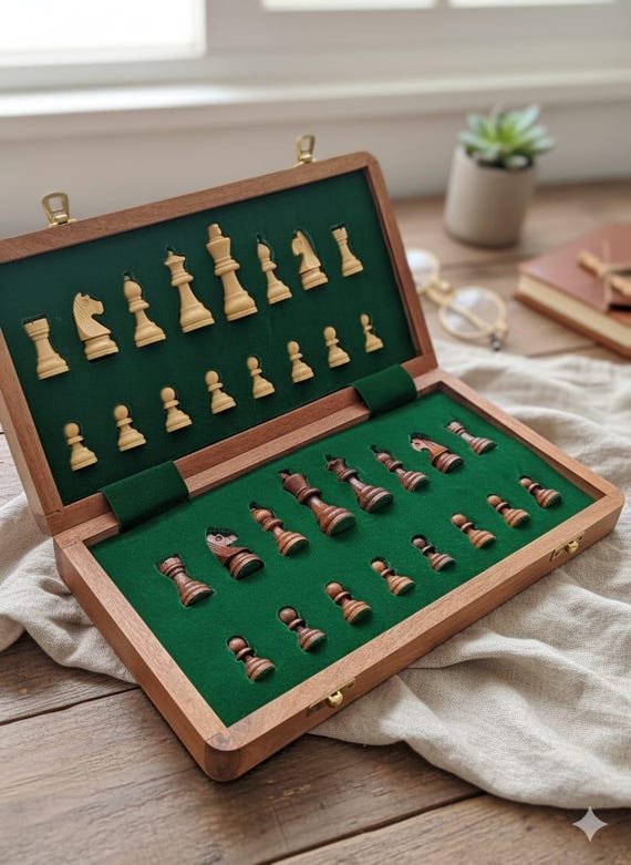 Magnetic chess set folded