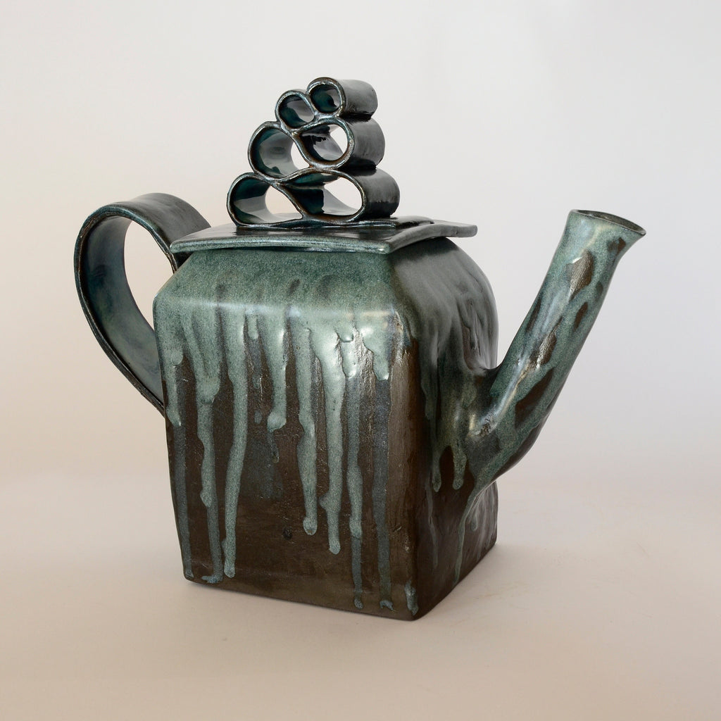 Glazed stoneware teapot