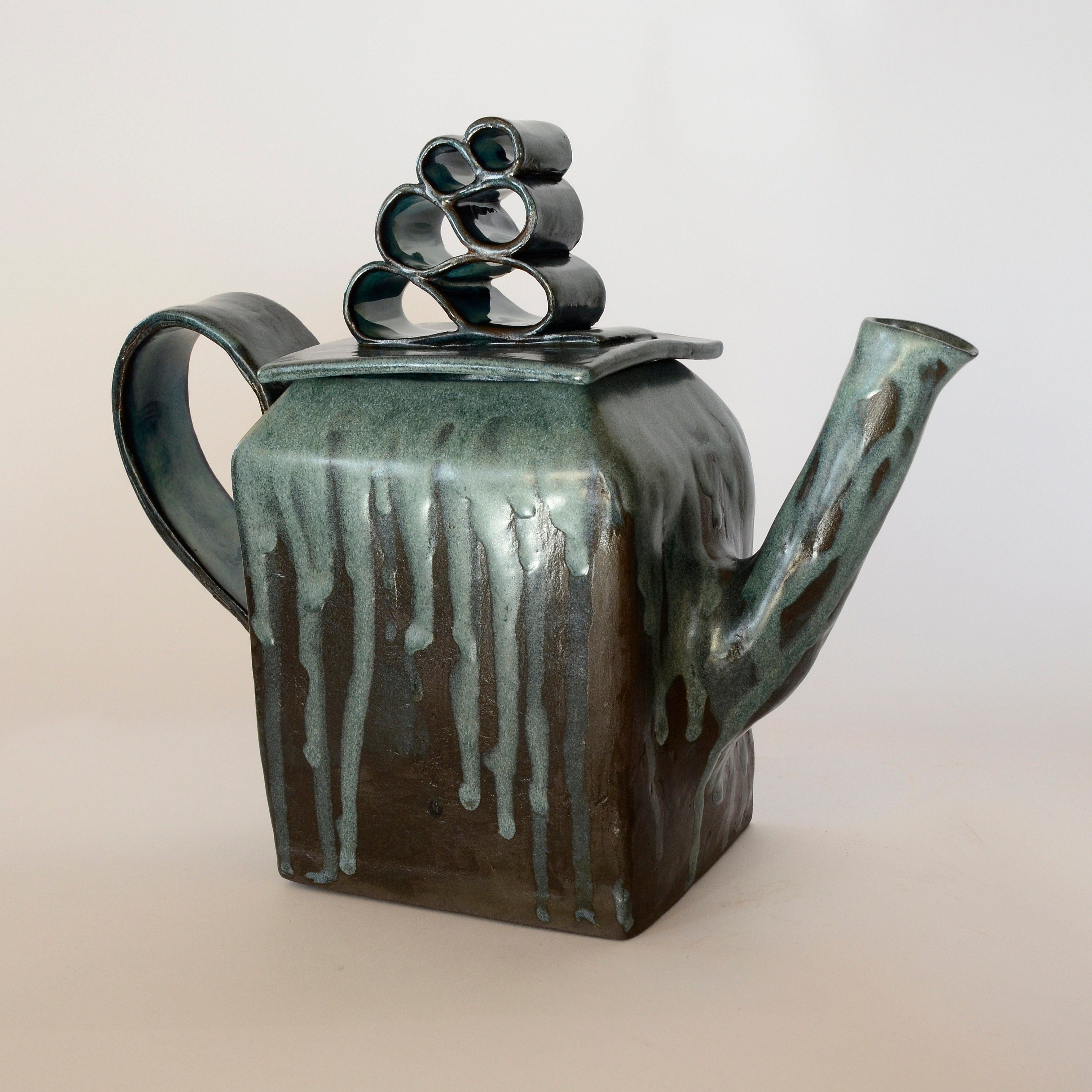 Glazed stoneware teapot