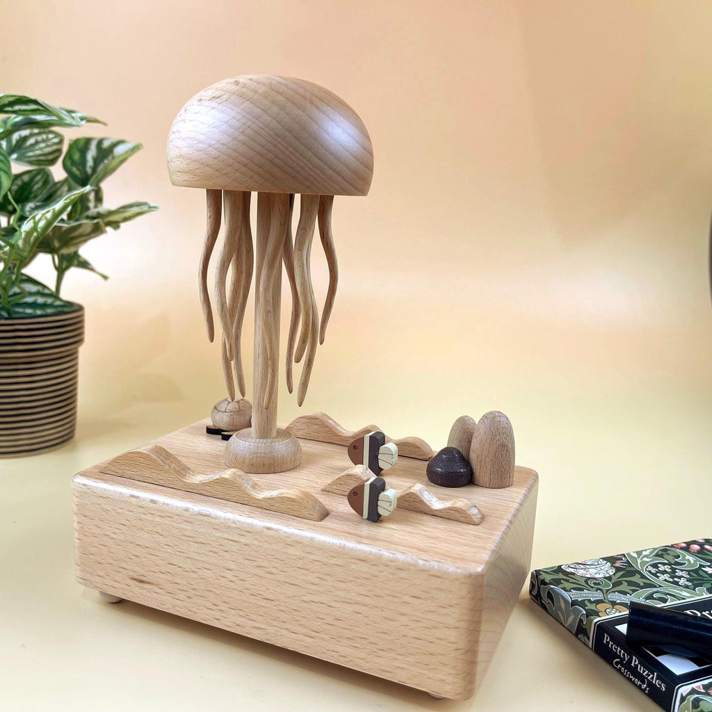 Handcrafted wooden jellyfish automaton
