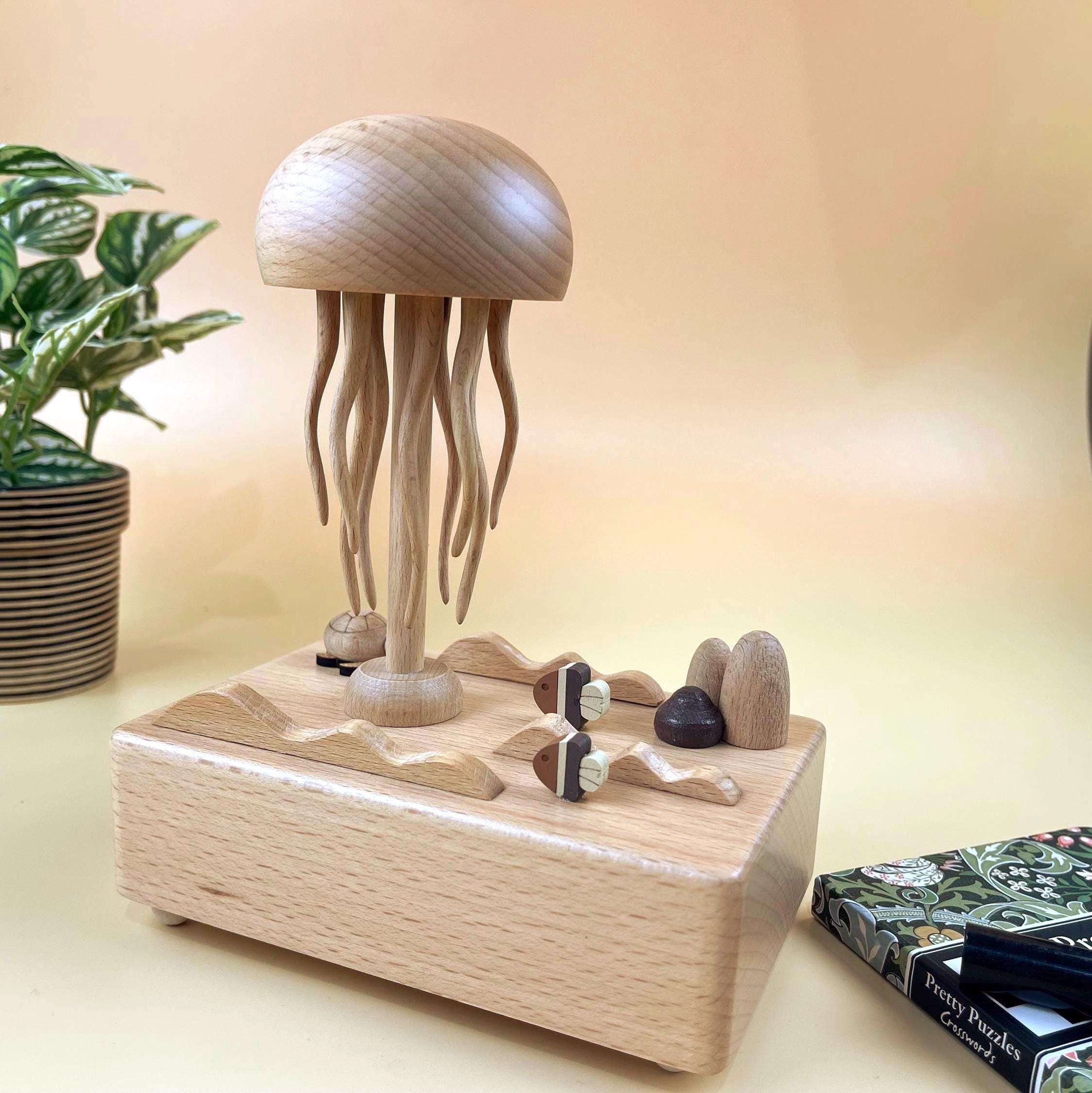 Handcrafted wooden jellyfish automaton