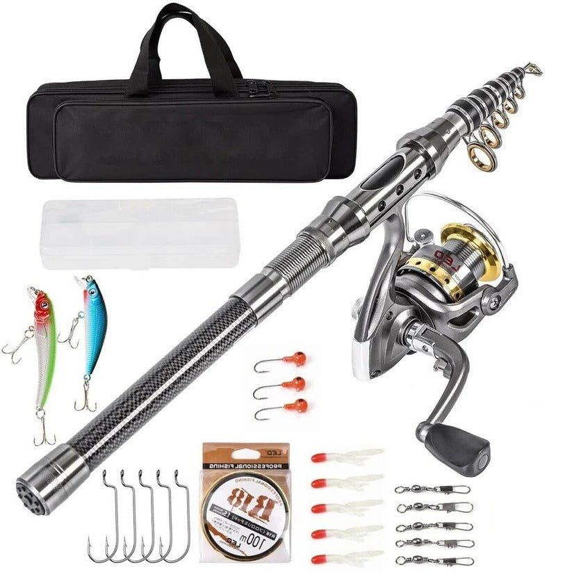Carbon Fiber Telescopic Fishing Rod & Reel Combo – 12+1BB Spinning Reel,... — View 5