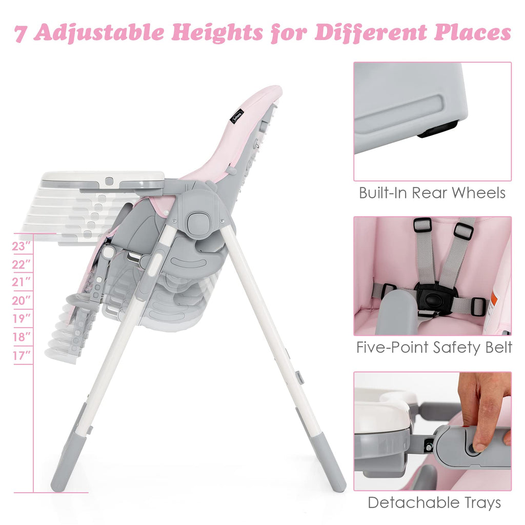 INFANS Foldable High Chair for Babies & Toddlers with Multiple Adjustabl... — View 21