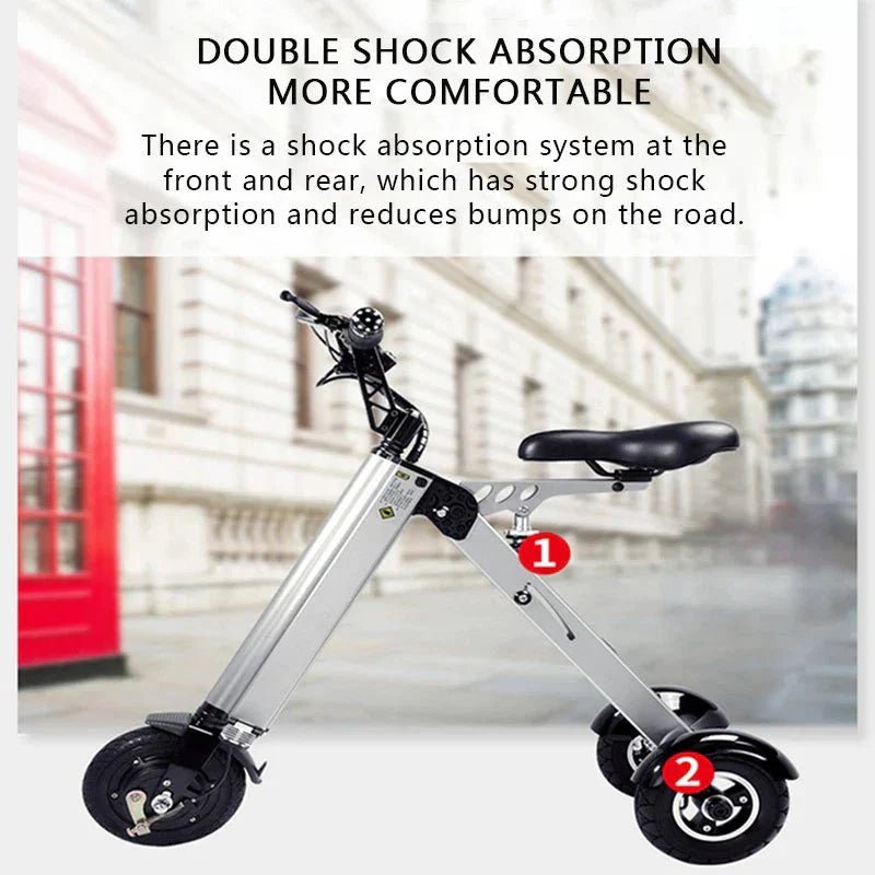 K7S Mini Foldable 3-Wheel Electric Scooter – 250W, 36V 7.8Ah Battery, 3-Speed, Reverse, 15 MPH, Teens & Adults - Damsona