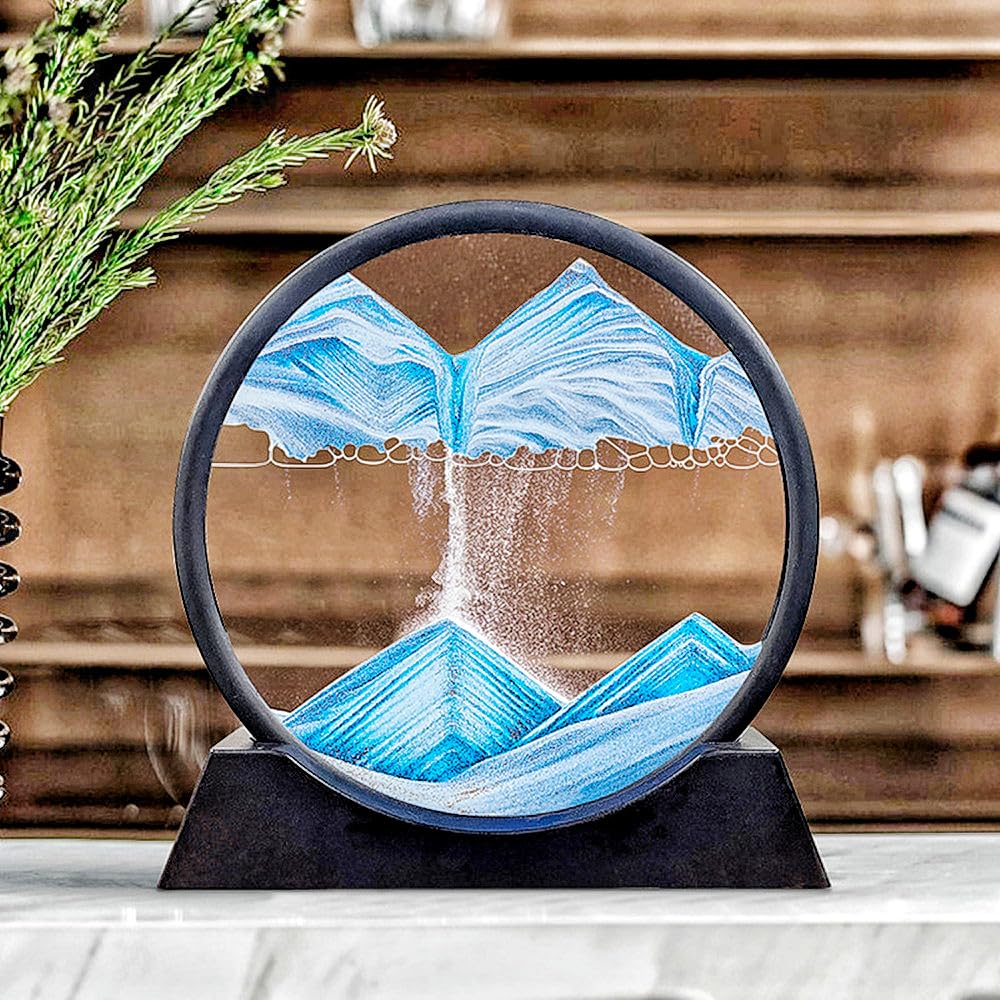 Kinetic Moving Sand Art Picture | Liquid Motion Glass Frame Desktop Decor - Damsona