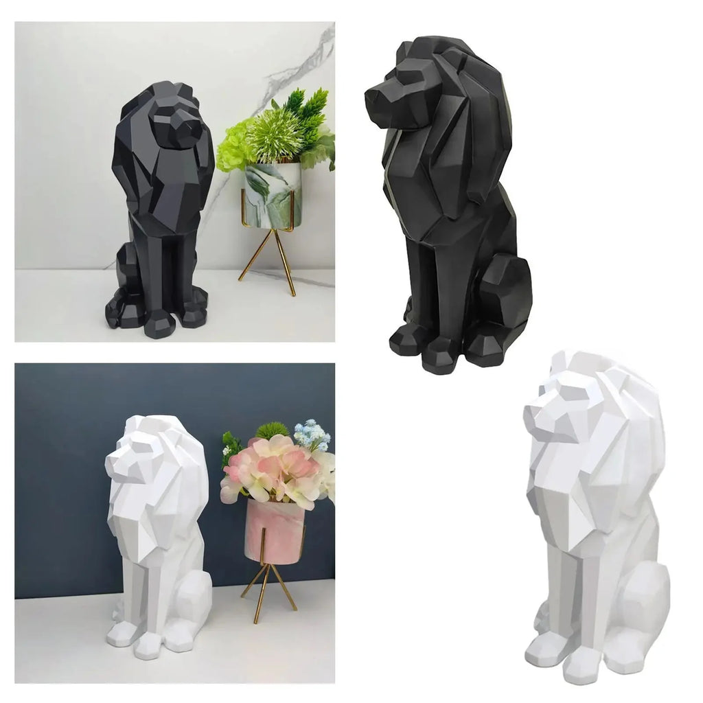 Lion Figurine Nordic Style Animal Sculpture Resin Lion Statue Home Offic... — View 2