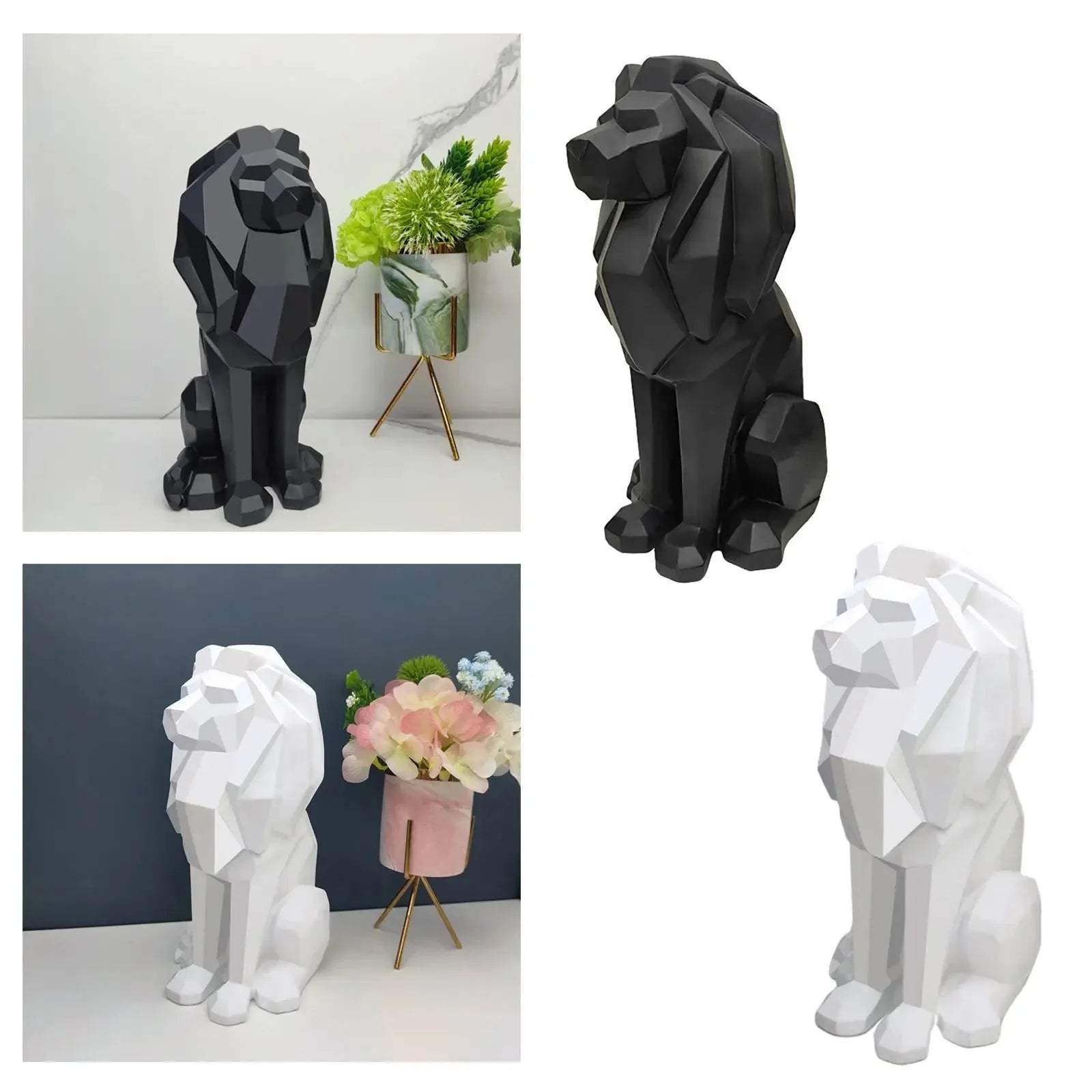 Lion Figurine Nordic Style Animal Sculpture Resin Lion Statue Home Offic... — View 2