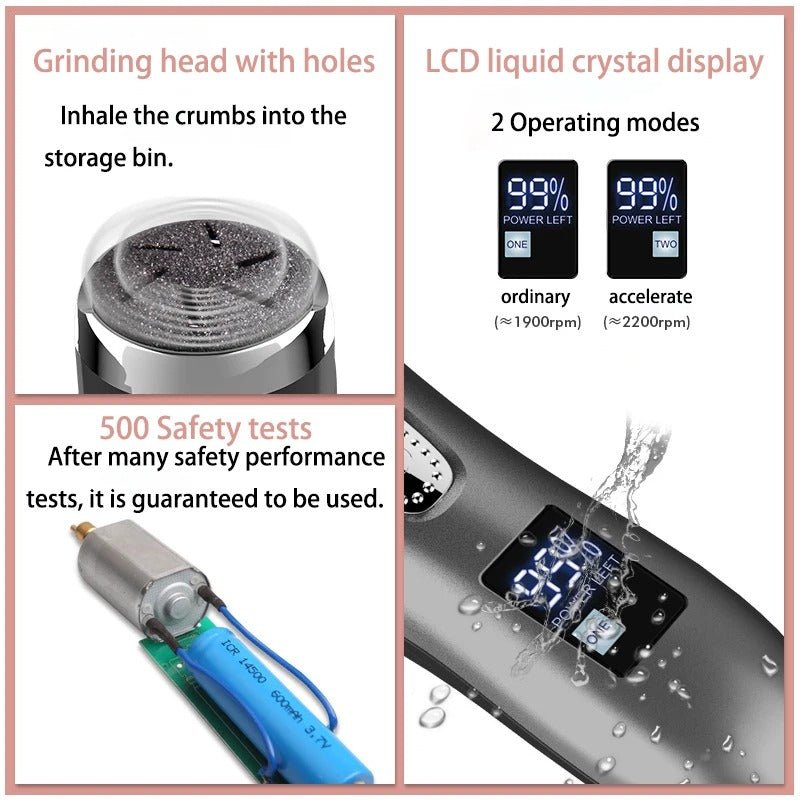 Professional Electric Foot Callus Remover – 3 Roller Heads, 2 - Speed, IPX6 Waterproof, USB Rechargeable - GiftWave.co