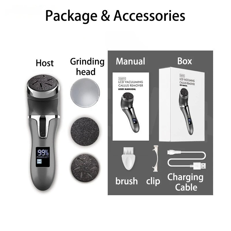 Professional Electric Foot Callus Remover – 3 Roller Heads, 2 - Speed, IPX6 Waterproof, USB Rechargeable - GiftWave.co