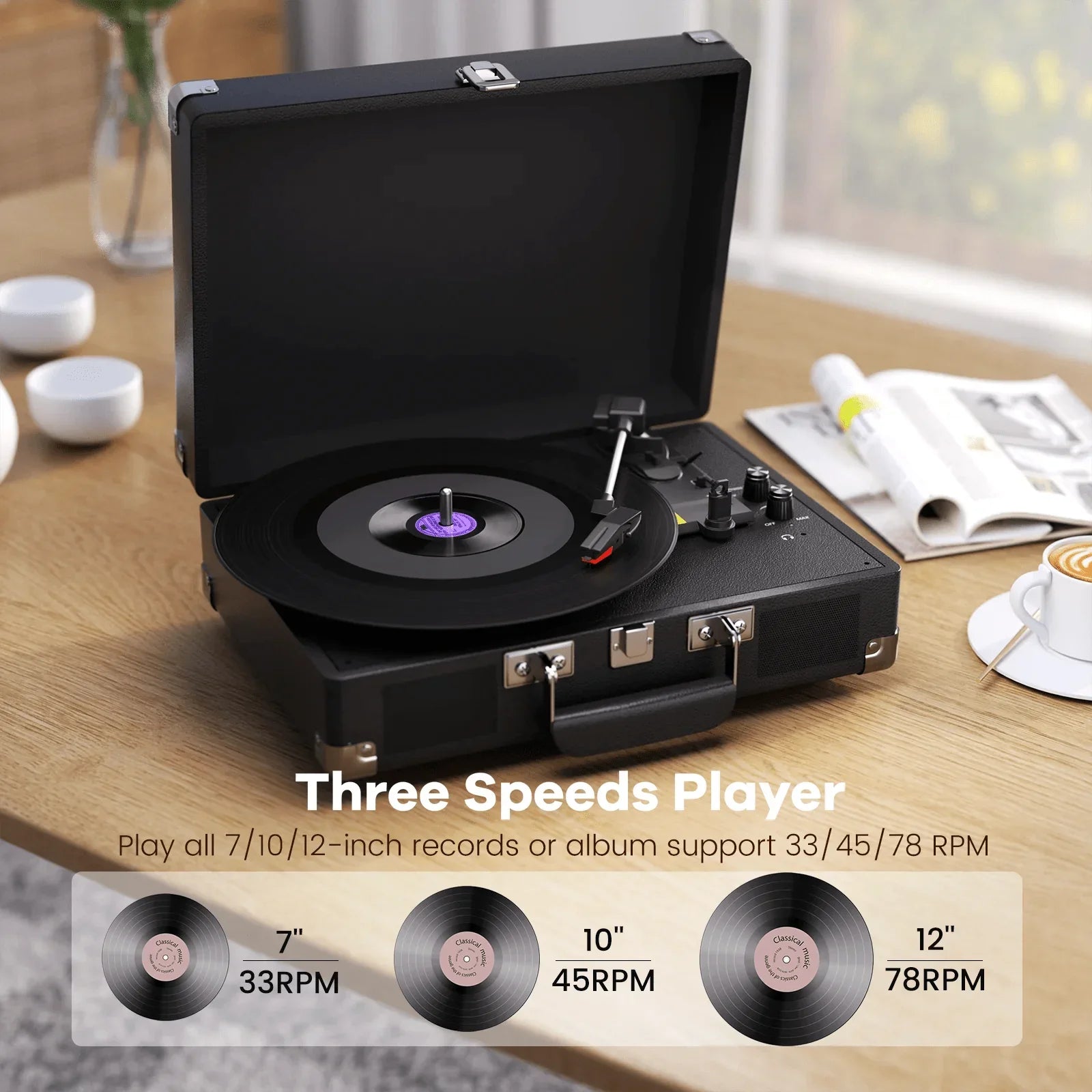 Maio Vintage Gramophone: Belt - Driven Turntable with Built - in Speakers - GiftWave.co