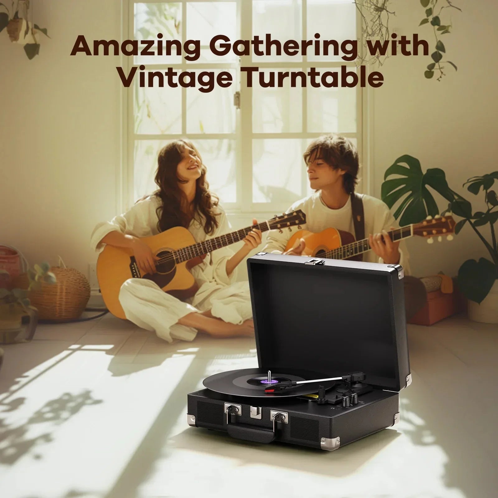 Maio Vintage Gramophone: Belt - Driven Turntable with Built - in Speakers - GiftWave.co