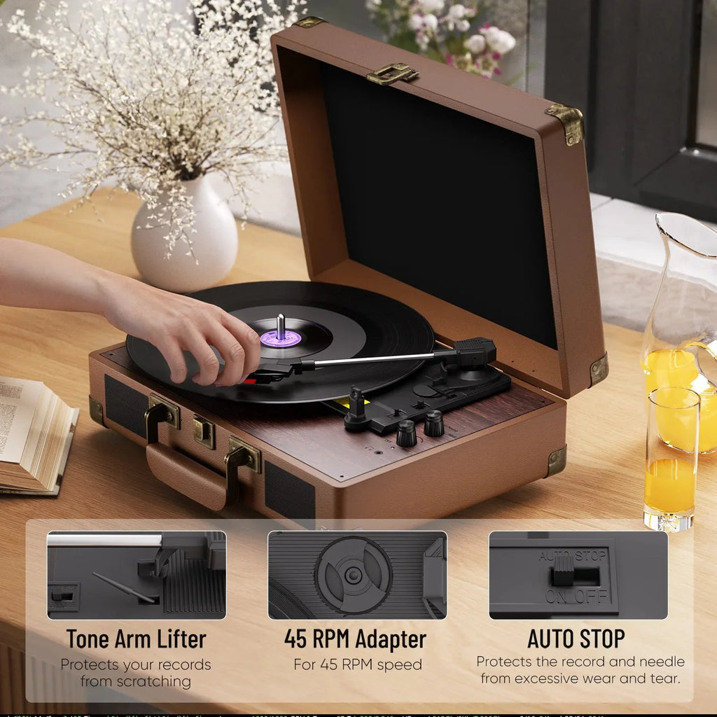 Maio Vintage Gramophone: Belt - Driven Turntable with Built - in Speakers - GiftWave.co