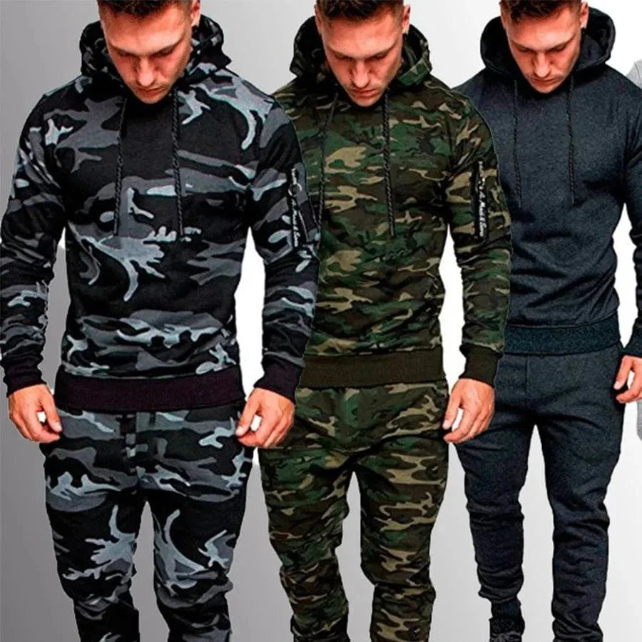 Mens Camouflage Tracksuit - Best 2 - Piece Sports Hoodie & Pants Set - GiftWave.co