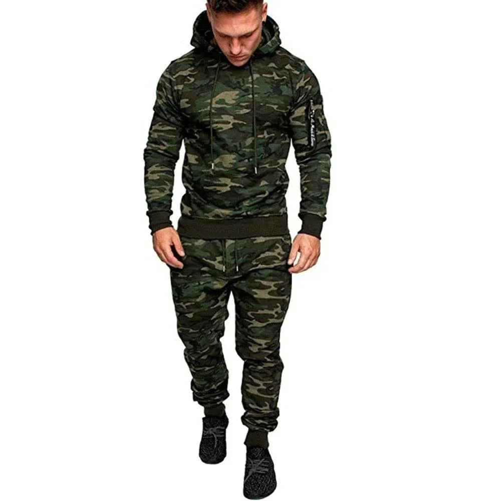 Mens Camouflage Tracksuit - Best 2 - Piece Sports Hoodie & Pants Set - GiftWave.co