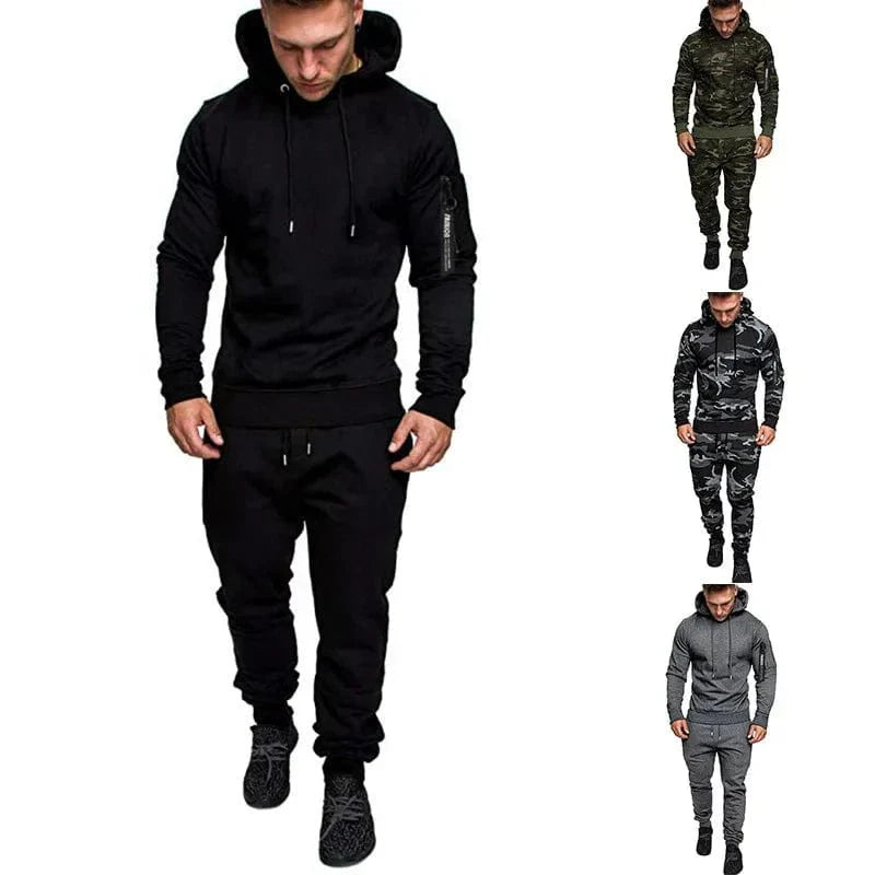 Mens Camouflage Tracksuit - Best 2 - Piece Sports Hoodie & Pants Set - GiftWave.co