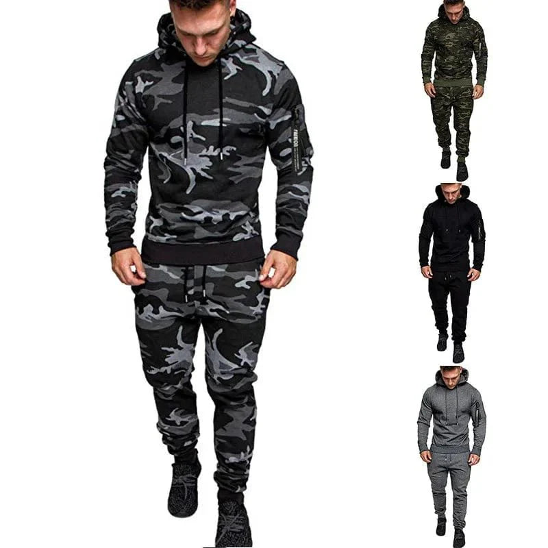 Mens Camouflage Tracksuit - Best 2 - Piece Sports Hoodie & Pants Set - GiftWave.co
