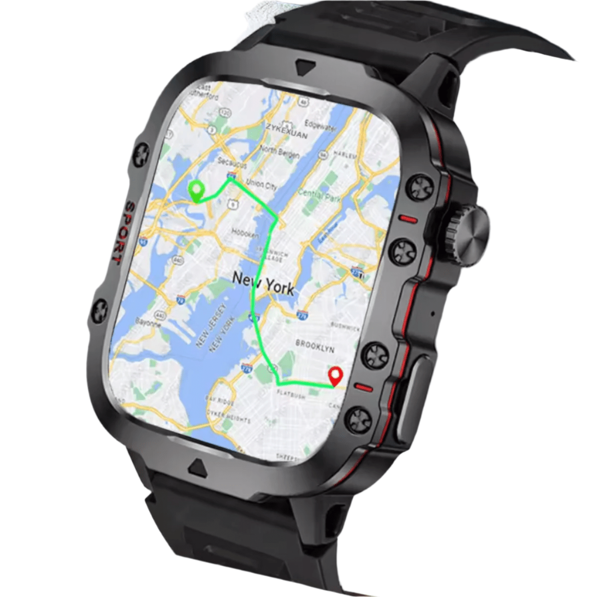 Men's Rugged GPS Smartwatch 1.96" AMOLED Bluetooth Call IP68 MIL-STD-810H Compass Altimeter 15 Days - Damsona