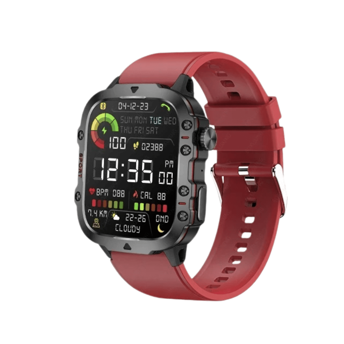 Men's Rugged GPS Smartwatch 1.96" AMOLED Bluetooth Call IP68 MIL-STD-810H Compass Altimeter 15 Days - Damsona
