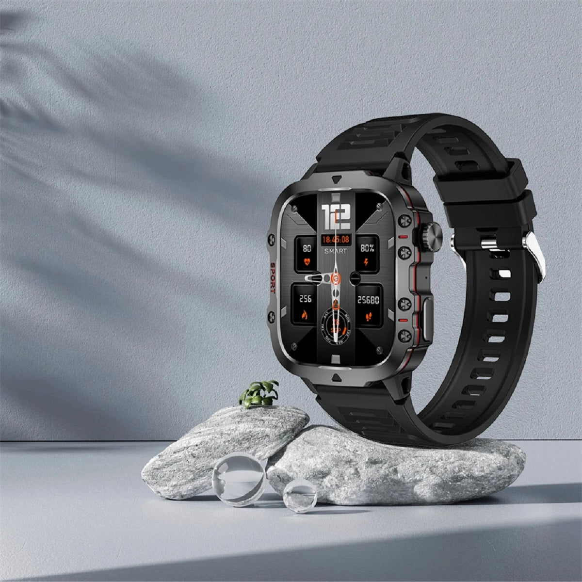 Men's Rugged GPS Smartwatch 1.96" AMOLED Bluetooth Call IP68 MIL-STD-810H Compass Altimeter 15 Days - Damsona
