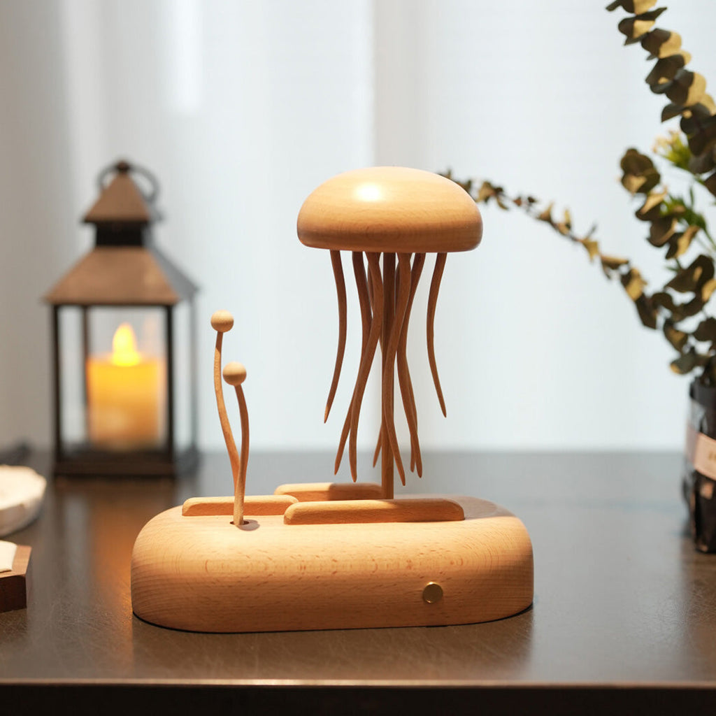 Wooden kinetic jellyfish ocean automata