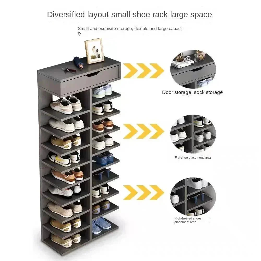 Multilayer Shoe Cabinet with Top Drawer Organizer: Space - Saving Home Furniture - GiftWave.co