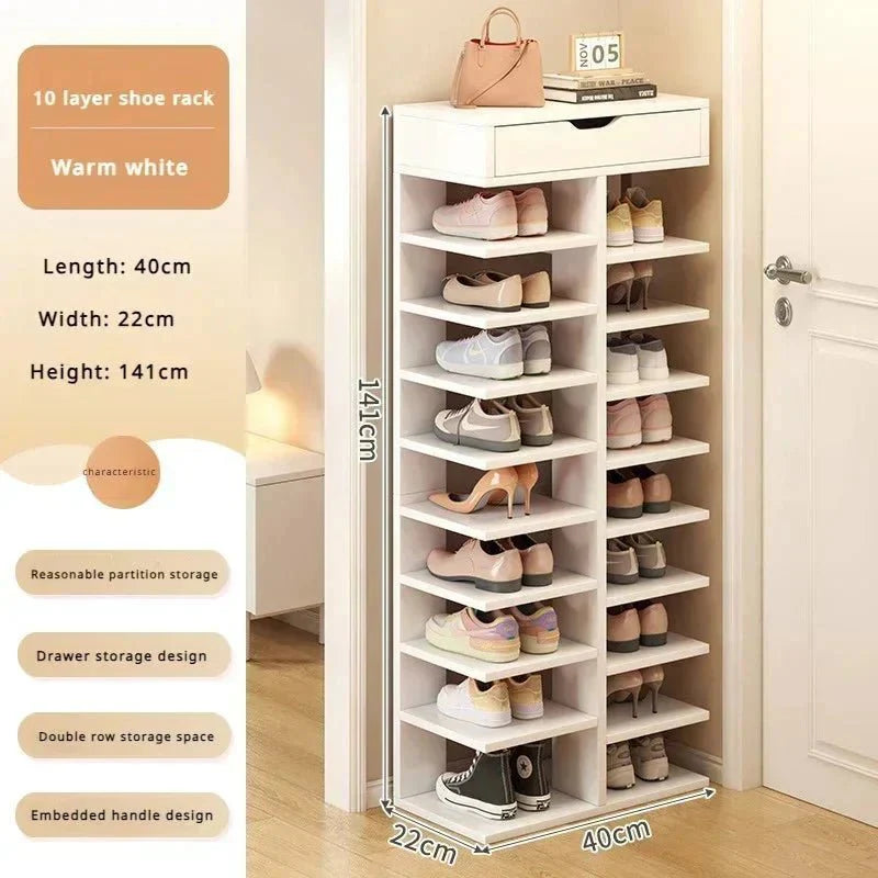 Multilayer Shoe Cabinet with Top Drawer Organizer: Space - Saving Home Furniture - GiftWave.co