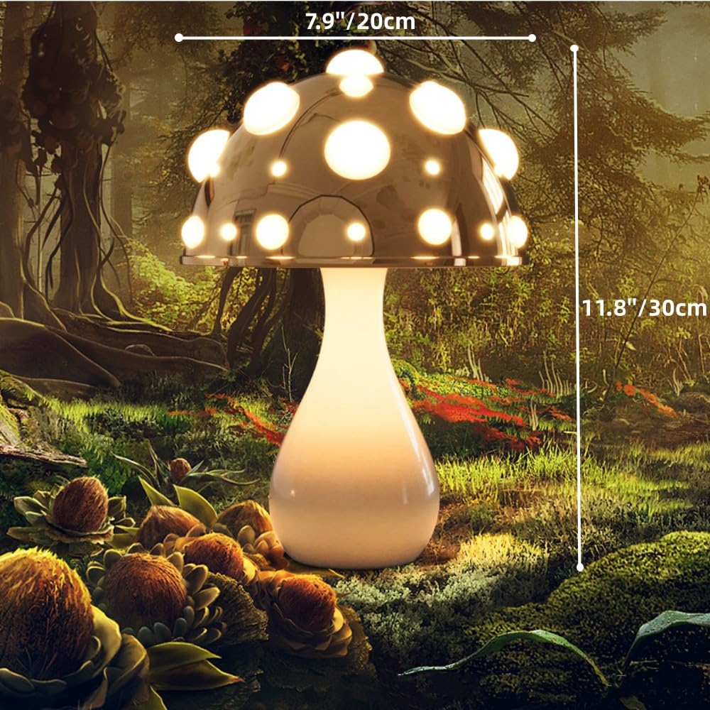 Mushroom Table Lamp with Touch Dimming | LED Bedroom Desk Night Light - Damsona