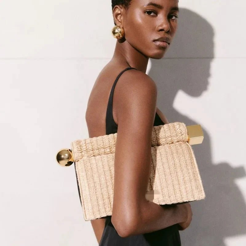 Nappa Leather Roll-Up Clutch Bag – Folding Chain Crossbody, Evening Shoulder Pouch, Designer Women's Party Bag - Damsona