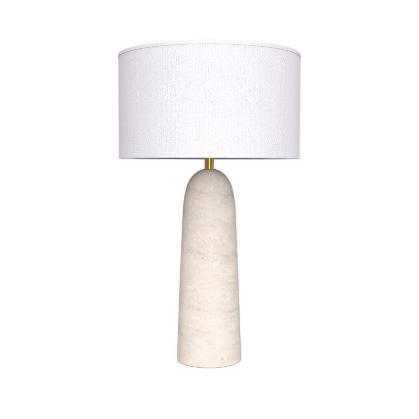 Nordic Wabi-Sabi Table Lamp Natural Stone Base Linen Shade Minimalist Japandi Bedside Desk Light - Damsona