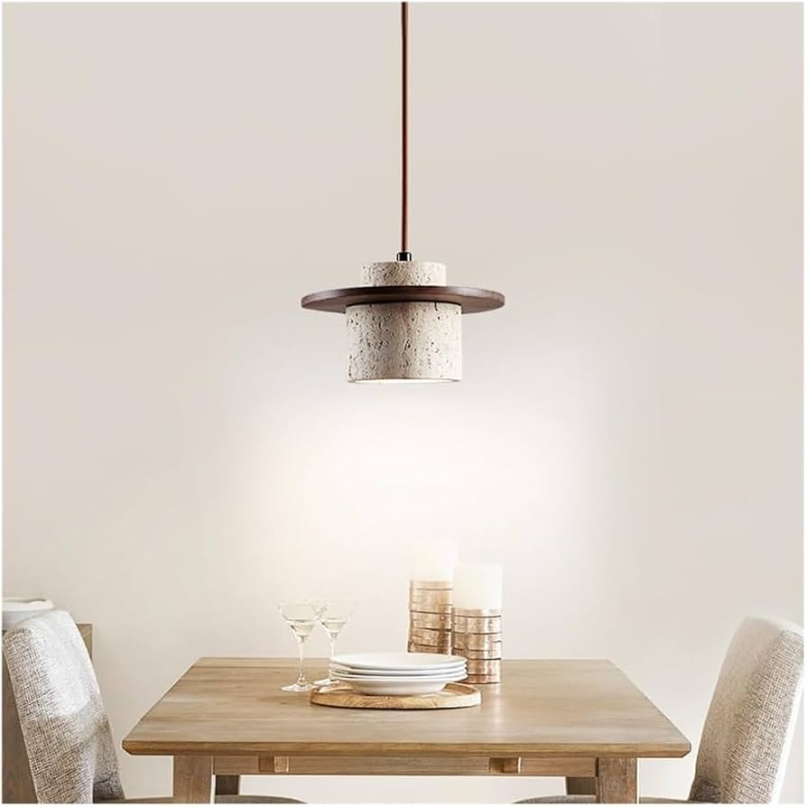 Nordic Wabi-Sabi Table Lamp Natural Stone Base Linen Shade Minimalist Japandi Bedside Desk Light - Damsona