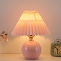 Pleated Table Lamp Ceramic Base Warm Ambient Farmhouse Bedside Desk Accent Light Bedroom - GiftWave.co
