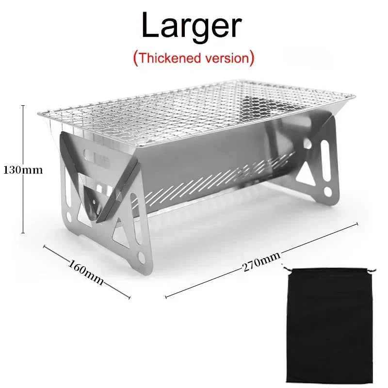 Portable Folding Charcoal Grill Stainless Steel Camping BBQ Outdoor Comp... — View 7