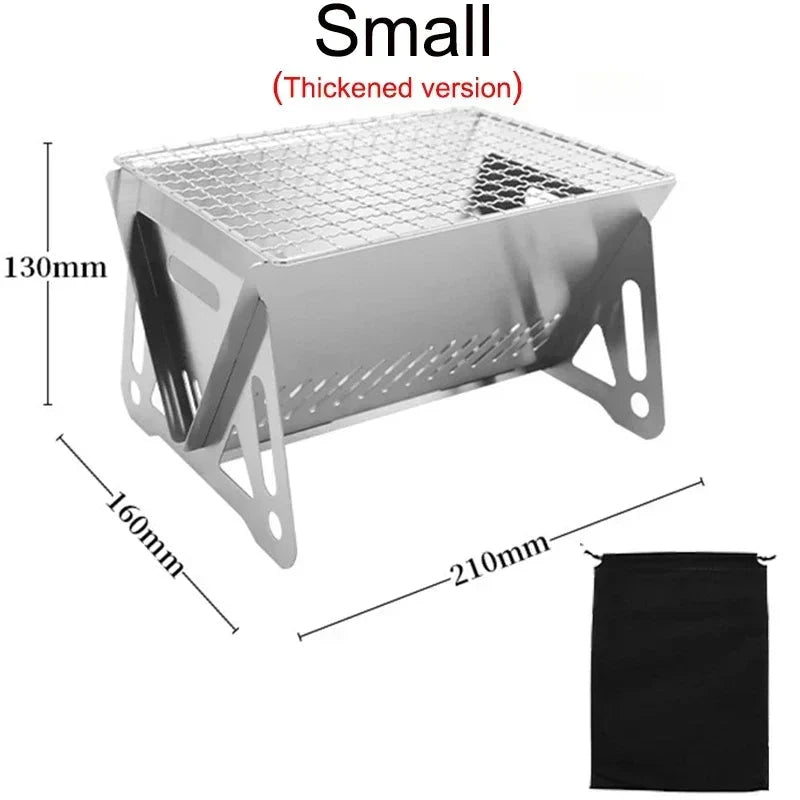 Portable Folding Charcoal Grill Stainless Steel Camping BBQ Outdoor Comp... — View 8