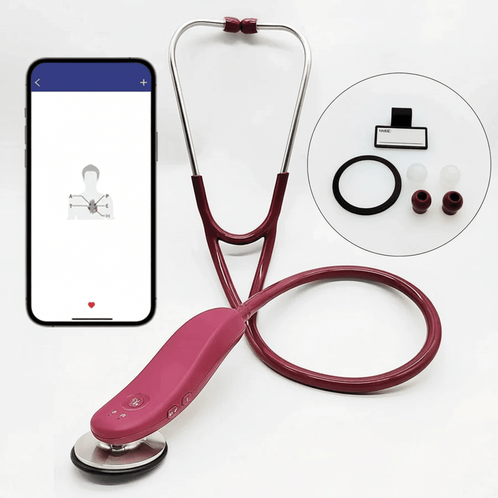 Premium Bluetooth Digital Stethoscope – Wireless 40x Amplified Sound with OLED Display - Damsona