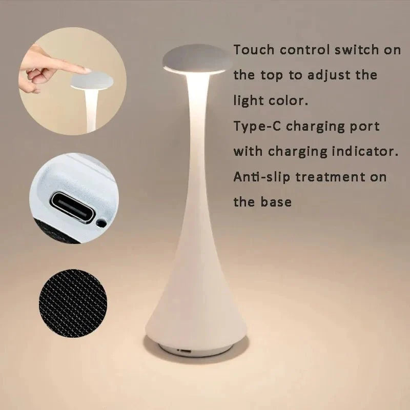 Rechargeable Mushroom Table Lamp Wireless Touch Desk Lamp Bedroom Atmosp... — View 4