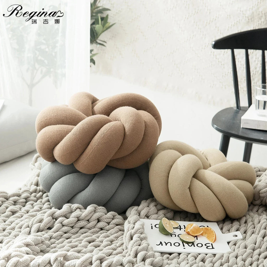 Regina Cotton DIY Hand Knot Back Cushion – Cozy Decorative Lumbar Pillow - GiftWave.co