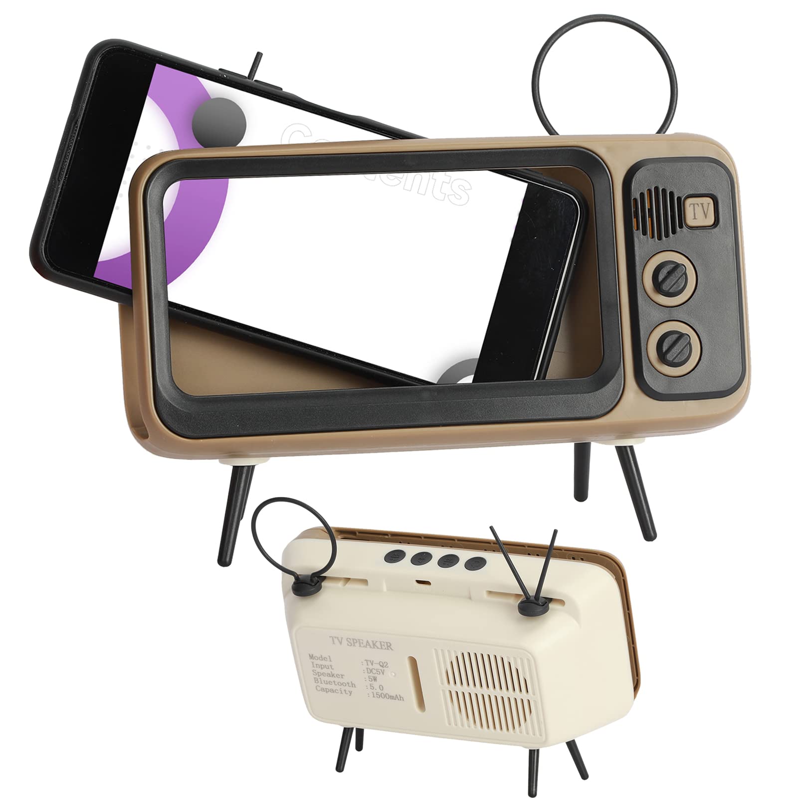 Retro Mini TV Bluetooth Speaker & Phone Holder | 2 - in - 1 Portable Wireless Audio - GiftWave.co