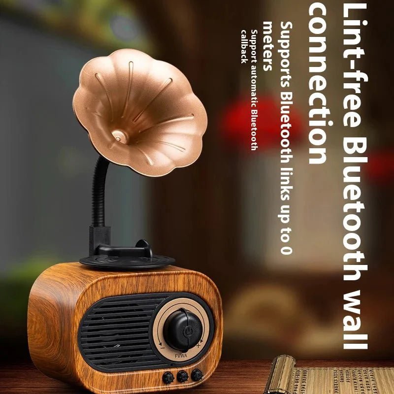 Retro Wood Bluetooth Speaker Portable Wireless Mini Speaker with FM Radio, TF Card Support, MP3 Playback & Bass Subwoofer – Gift Speaker for Home Use - Damsona