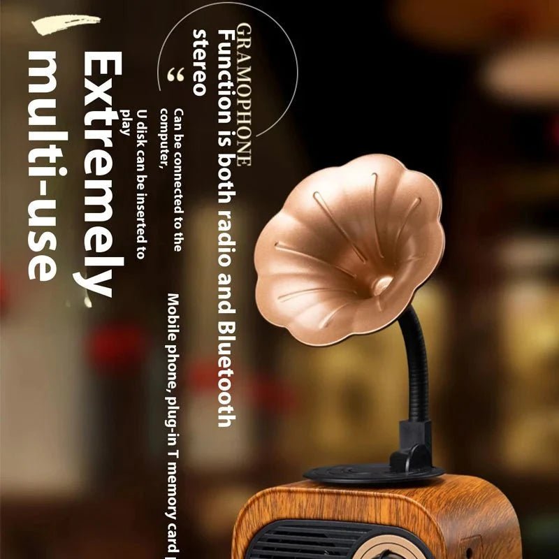 Retro Wood Bluetooth Speaker Portable Wireless Mini Speaker with FM Radio, TF Card Support, MP3 Playback & Bass Subwoofer – Gift Speaker for Home Use - Damsona
