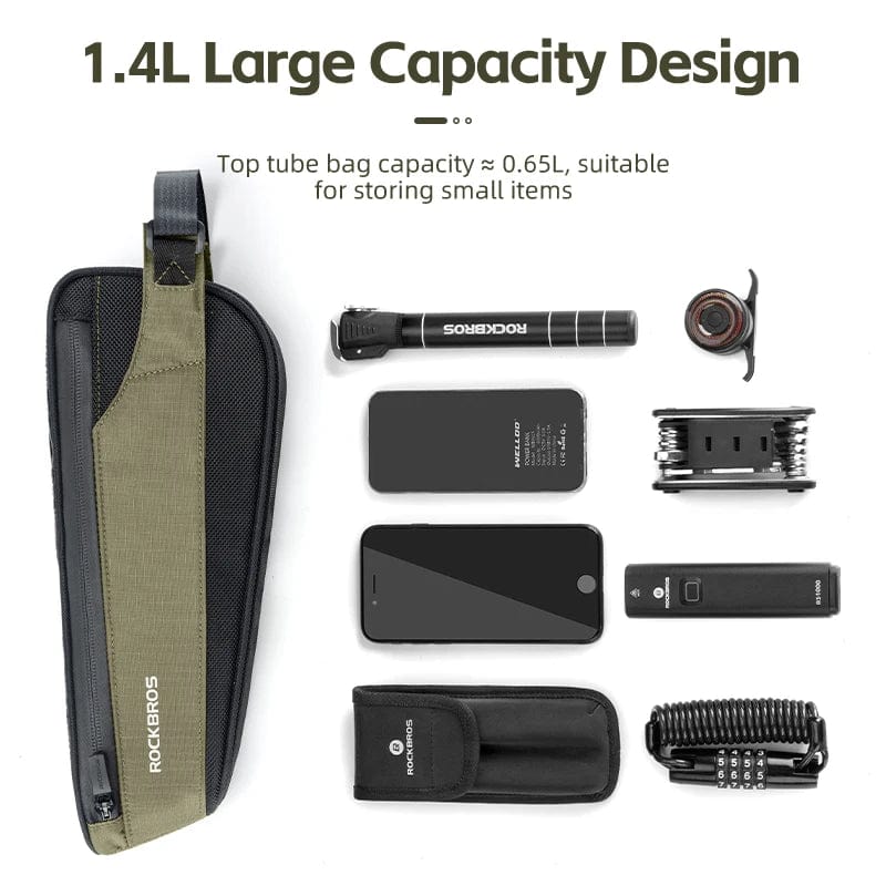 RockBros Bicycle Bag: Portable Cycling Top Tube Bag, Nylon MTB Road Phone Tool Bag with Reflective Ultralight Design - GiftWave.co