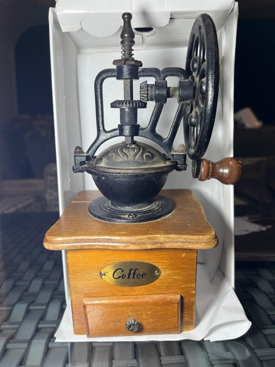 Vintage manual coffee grinder hand crank