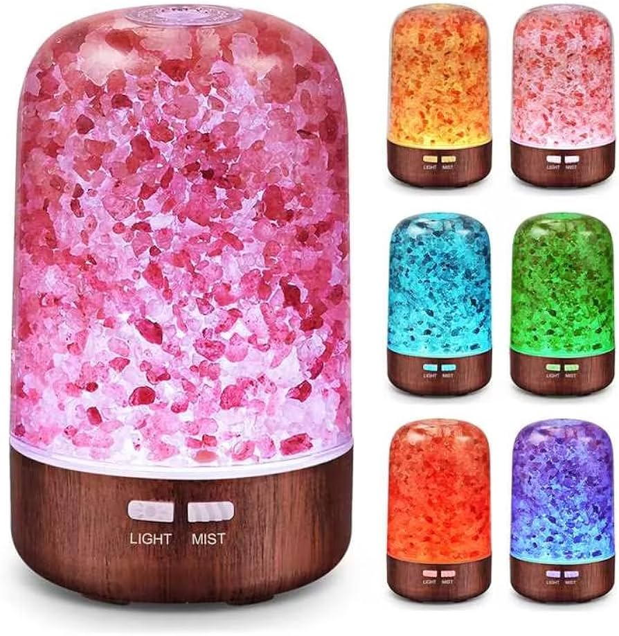 Salt Lamp Diffuser 3 - in - 1 Himalayan Crystal Humidifier Aromatherapy Essential Oil Night Light 360ml LED Pink - GiftWave.co