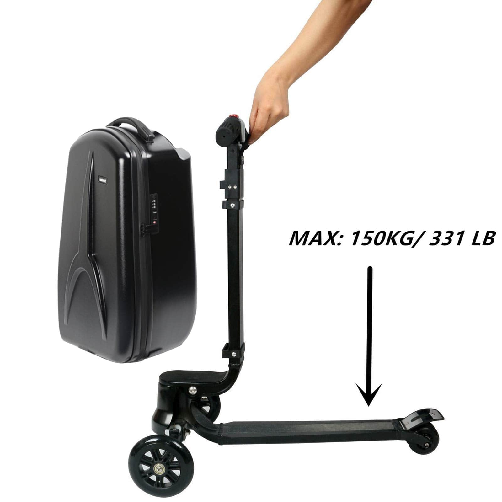 Scooter Suitcase - Best Rolling Detachable Luggage with Built-in Skateboard for Travel - Damsona
