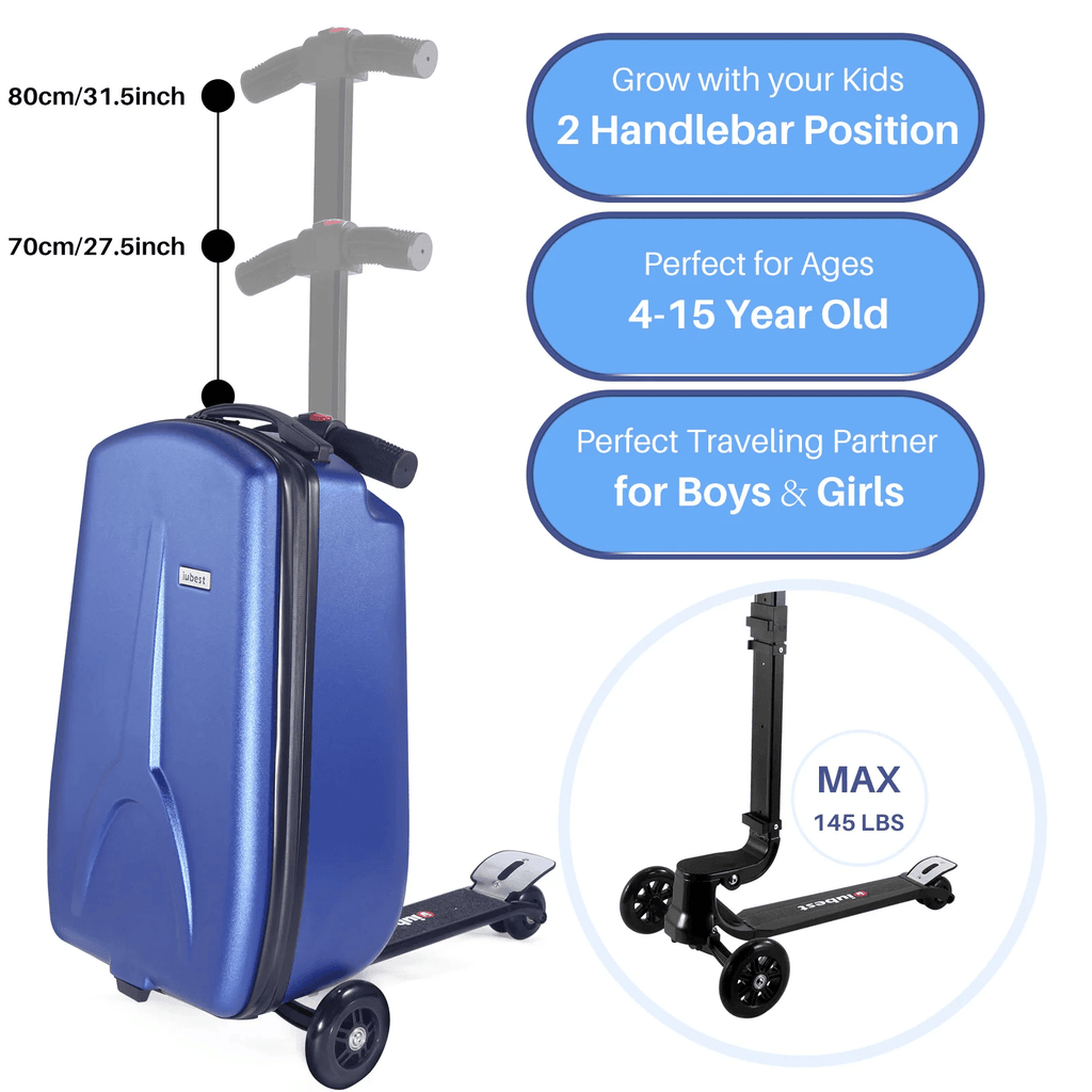 Scooter Suitcase - Best Rolling Detachable Luggage with Built-in Skateboard for Travel - Damsona