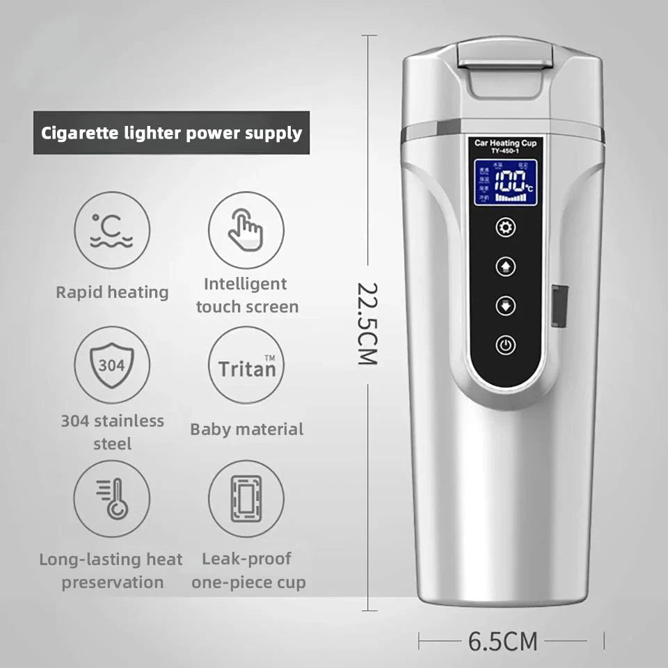 Self-Heating Smart Coffee Mug Temperature Control LED Display USB-C Rechargeable - Damsona