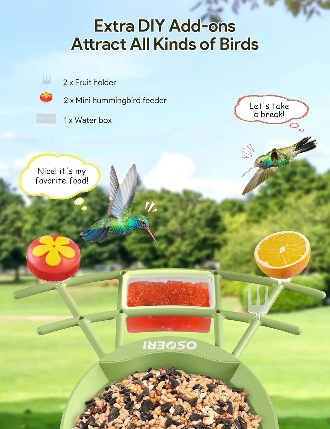 Smart Bird Feeder with Camera Solar Powered — 2K HD AI Bird ID, Wi-Fi, Motion Alerts, Weatherproof - Damsona