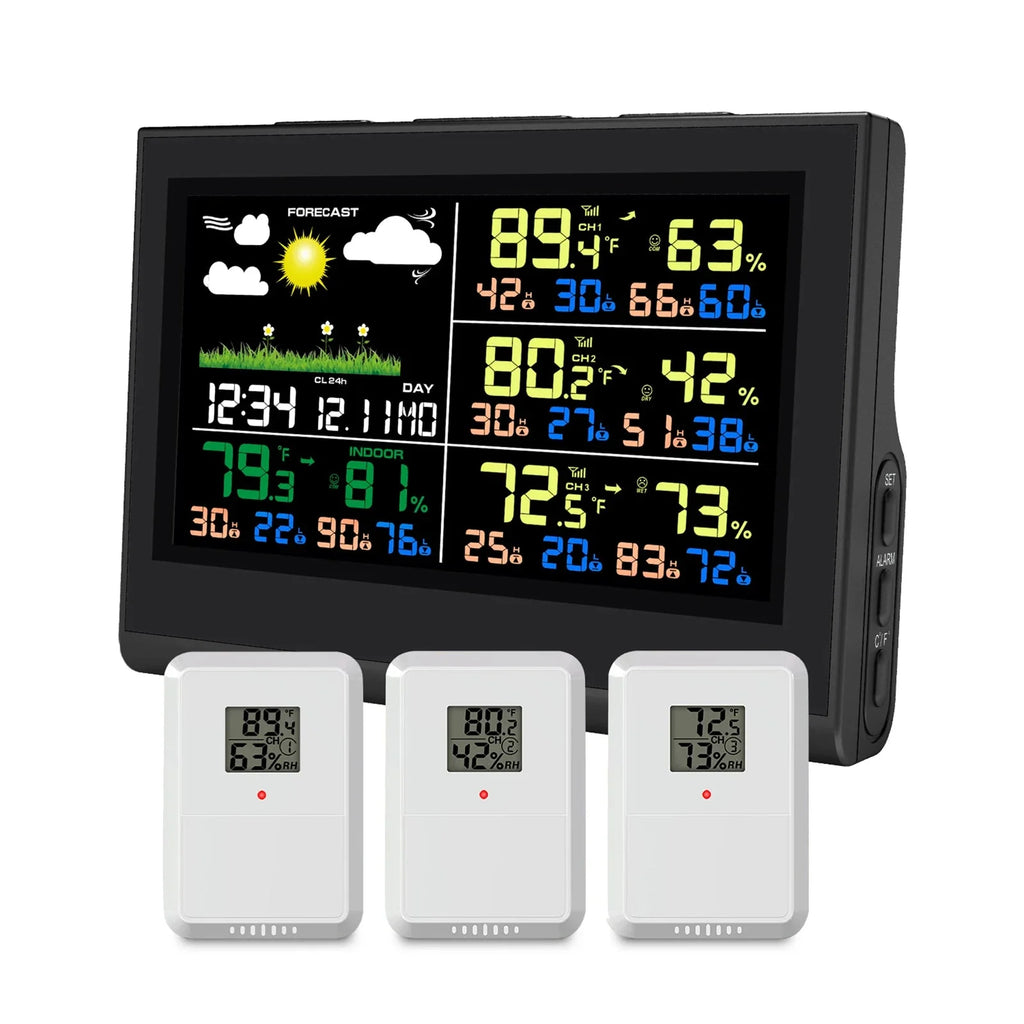 Smart Wireless Weather Station with 3 Sensors Large Color Display Indoor... — Gift Idea