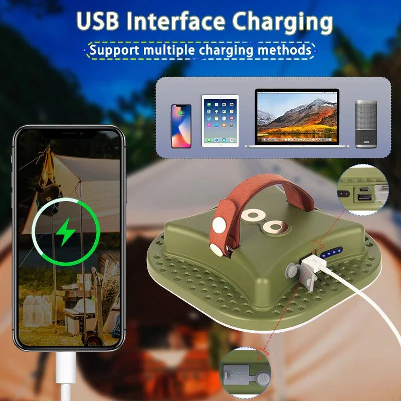 Solar Camping Lantern Rechargeable LED with Power Bank 10000mAh Collapsible Waterproof USB - GiftWave.co