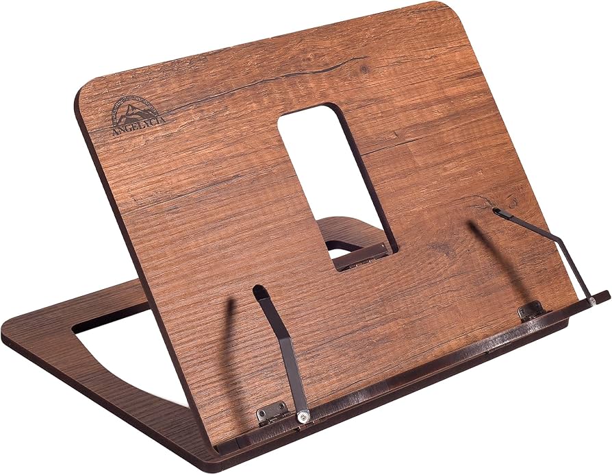 Solid Walnut Book Stand, Adjustable — Wooden Cookbook Holder & Reading Rest - Damsona
